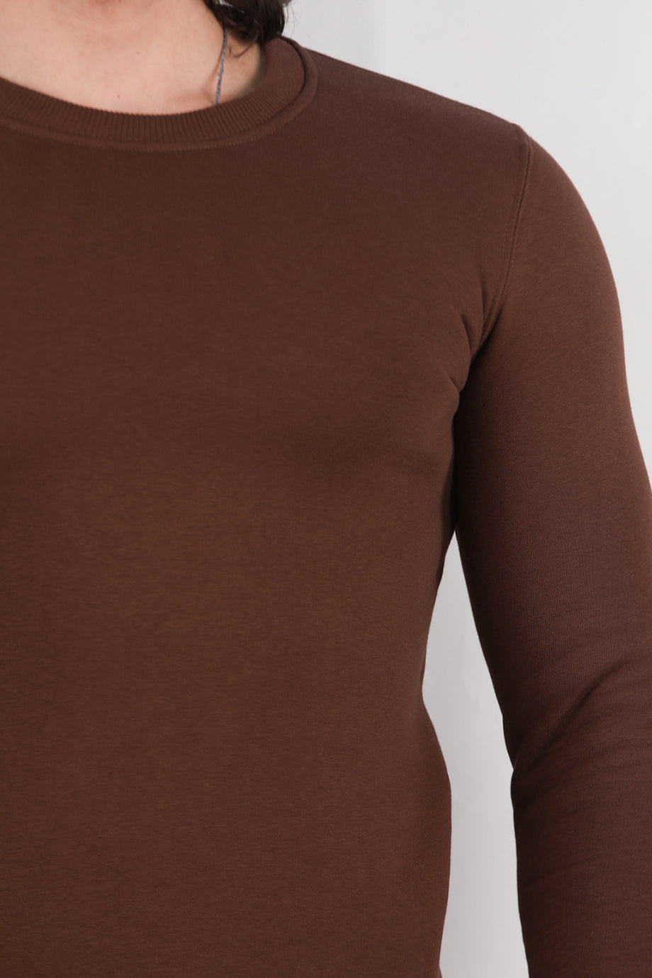 Flexor Erkek Bisiklet Yaka Sweat Kahverengi