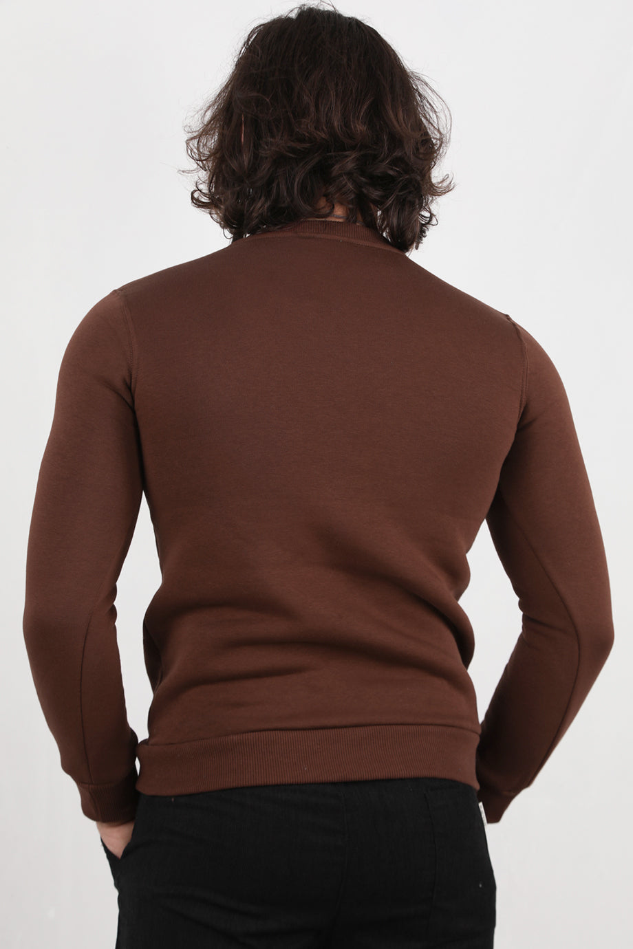 Flexor Erkek Bisiklet Yaka Sweat Kahverengi