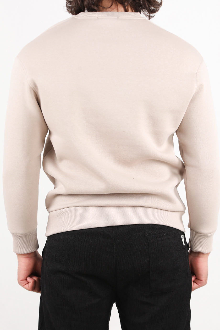 Flexton Erkek Oversize Bisiklet Yaka Şardonlu Sweat Taş