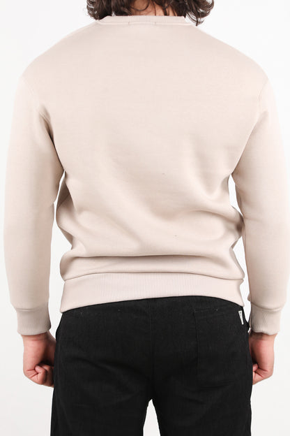 Flexton Erkek Oversize Bisiklet Yaka Şardonlu Sweat Taş