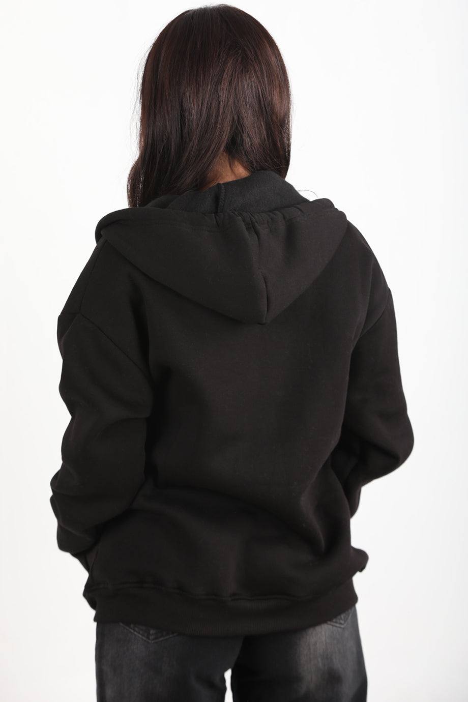 ThreeThread Kadın 3iplik Fermuarlı Sweat Siyah