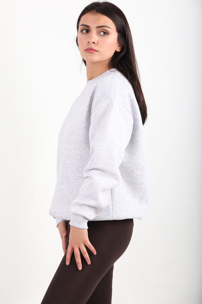 Softlyra Kadın Bisiklet Yaka Sweat Açık Gri