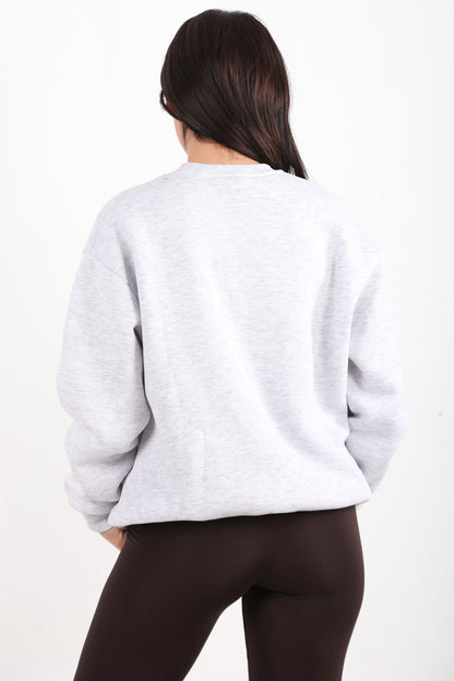 Softlyra Kadın Bisiklet Yaka Sweat Açık Gri