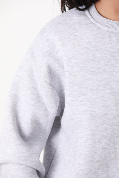 Softlyra Kadın Bisiklet Yaka Sweat Açık Gri