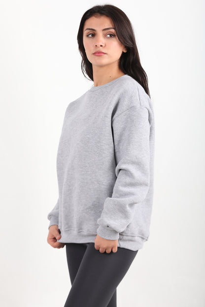 Kadın Bisiklet Yaka Sweat Gri