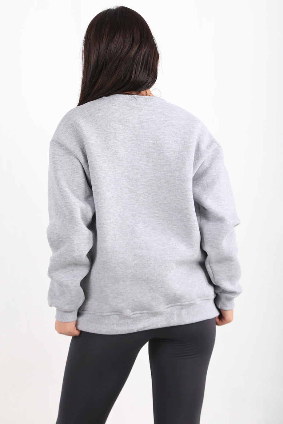 Kadın Bisiklet Yaka Sweat Gri