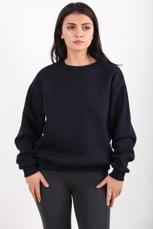 Softlyra Kadın Bisiklet Yaka Sweat Lacivert