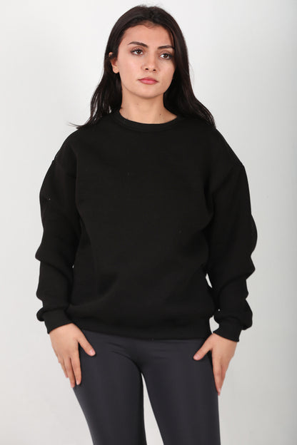 Softlyra Kadın Bisiklet Yaka Sweat Siyah