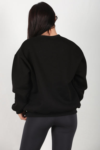 Softlyra Kadın Bisiklet Yaka Sweat Siyah