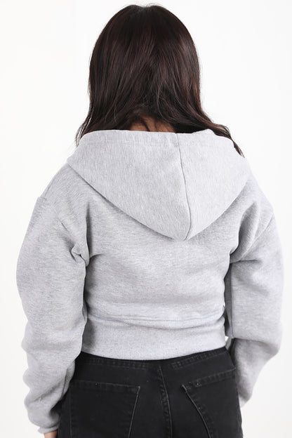 Cropzip Kadın Fermuarlı Crop Sweat Gri