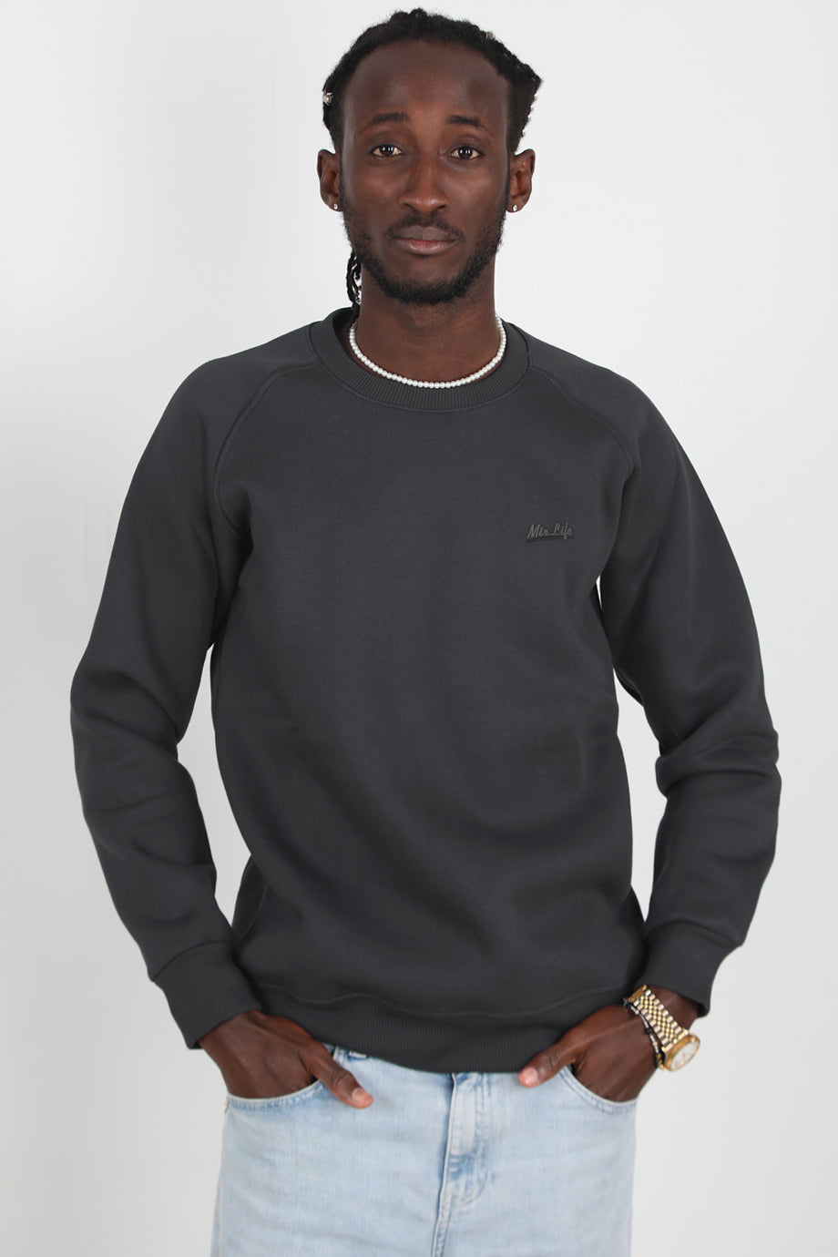 Trimcrew Erkek 3iplik Omuz Çimalı Sweat Füme