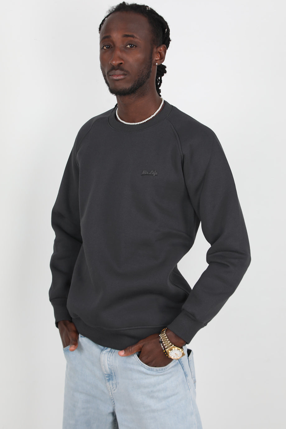 Trimcrew Erkek 3iplik Omuz Çimalı Sweat Füme