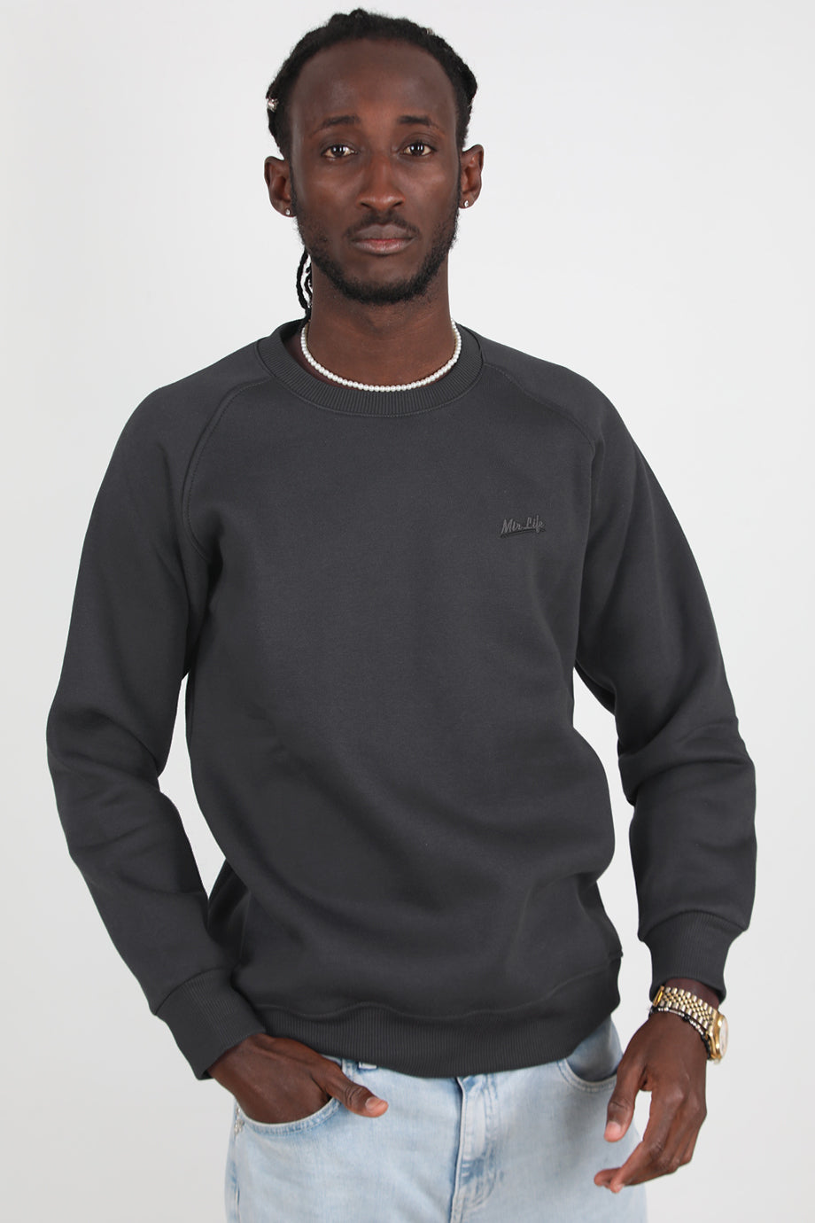 Trimcrew Erkek 3iplik Omuz Çimalı Sweat Füme