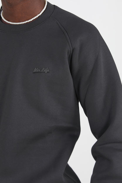 Trimcrew Erkek 3iplik Omuz Çimalı Sweat Füme