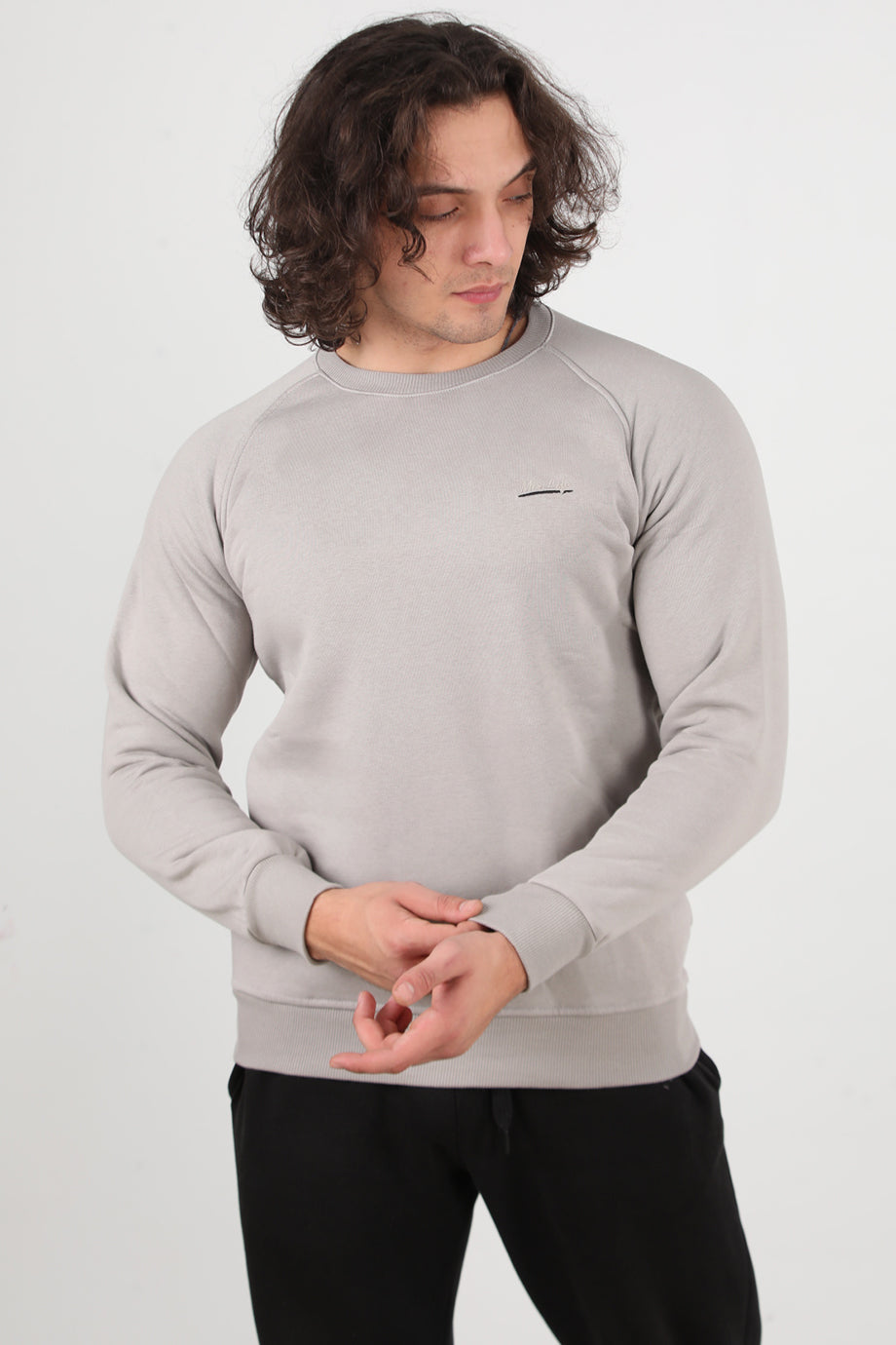 Trimcrew Erkek 3iplik Omuz Çimalı Sweat Gri