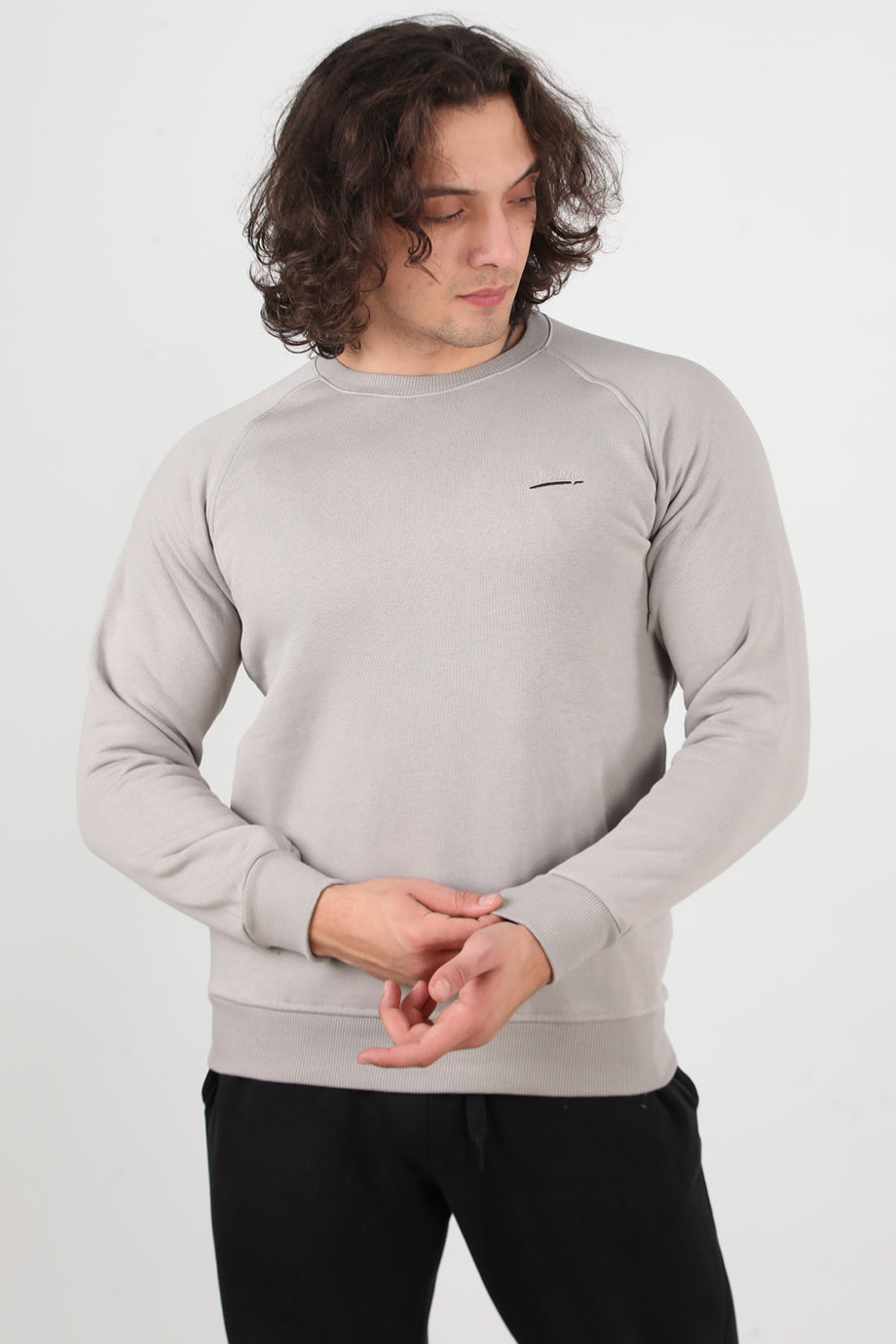 Trimcrew Erkek 3iplik Omuz Çimalı Sweat Gri