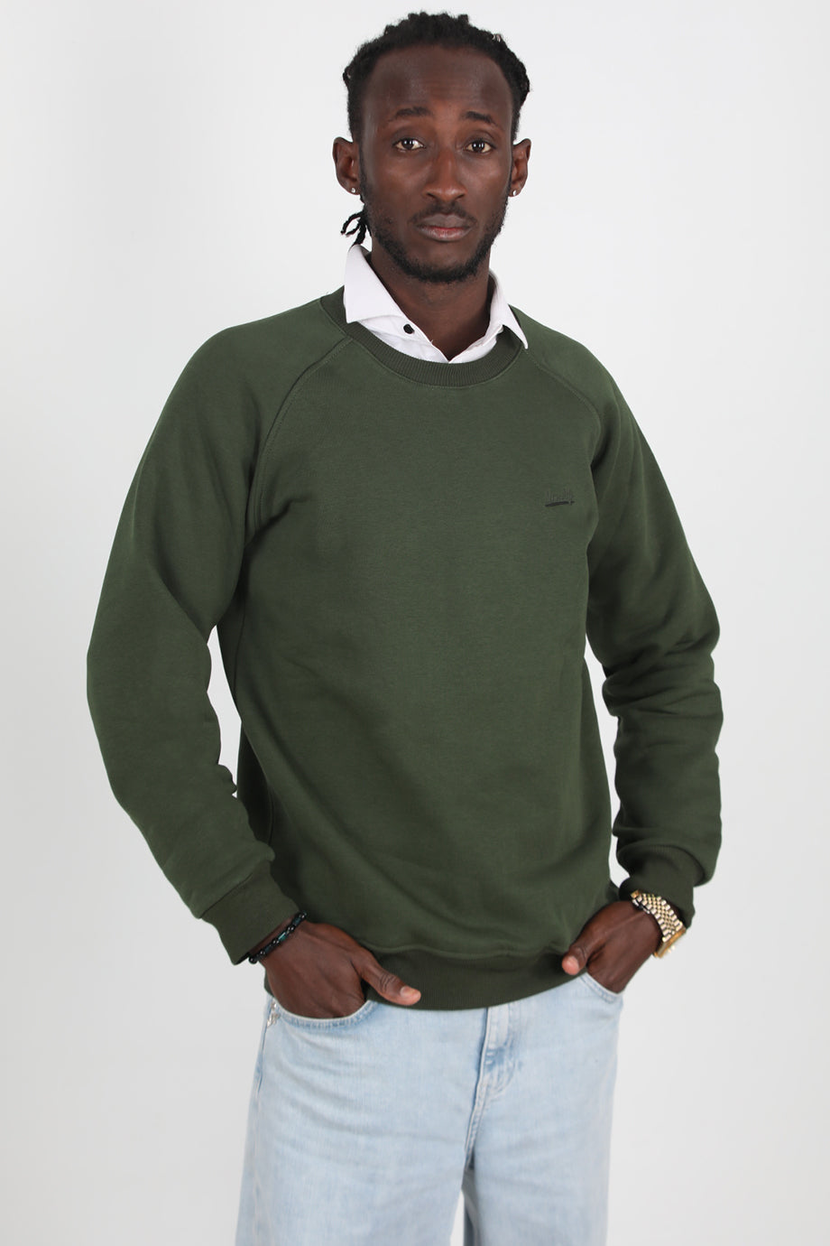 Trimcrew Erkek 3iplik Omuz Çimalı Sweat Haki