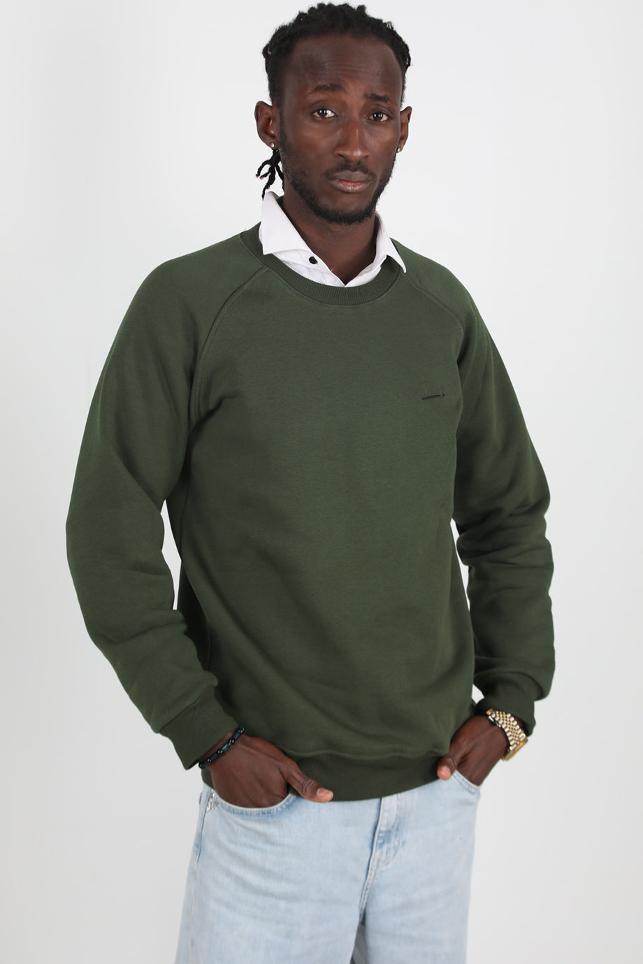 Trimcrew Erkek 3iplik Omuz Çimalı Sweat Haki