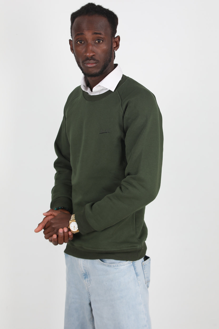 Trimcrew Erkek 3iplik Omuz Çimalı Sweat Haki