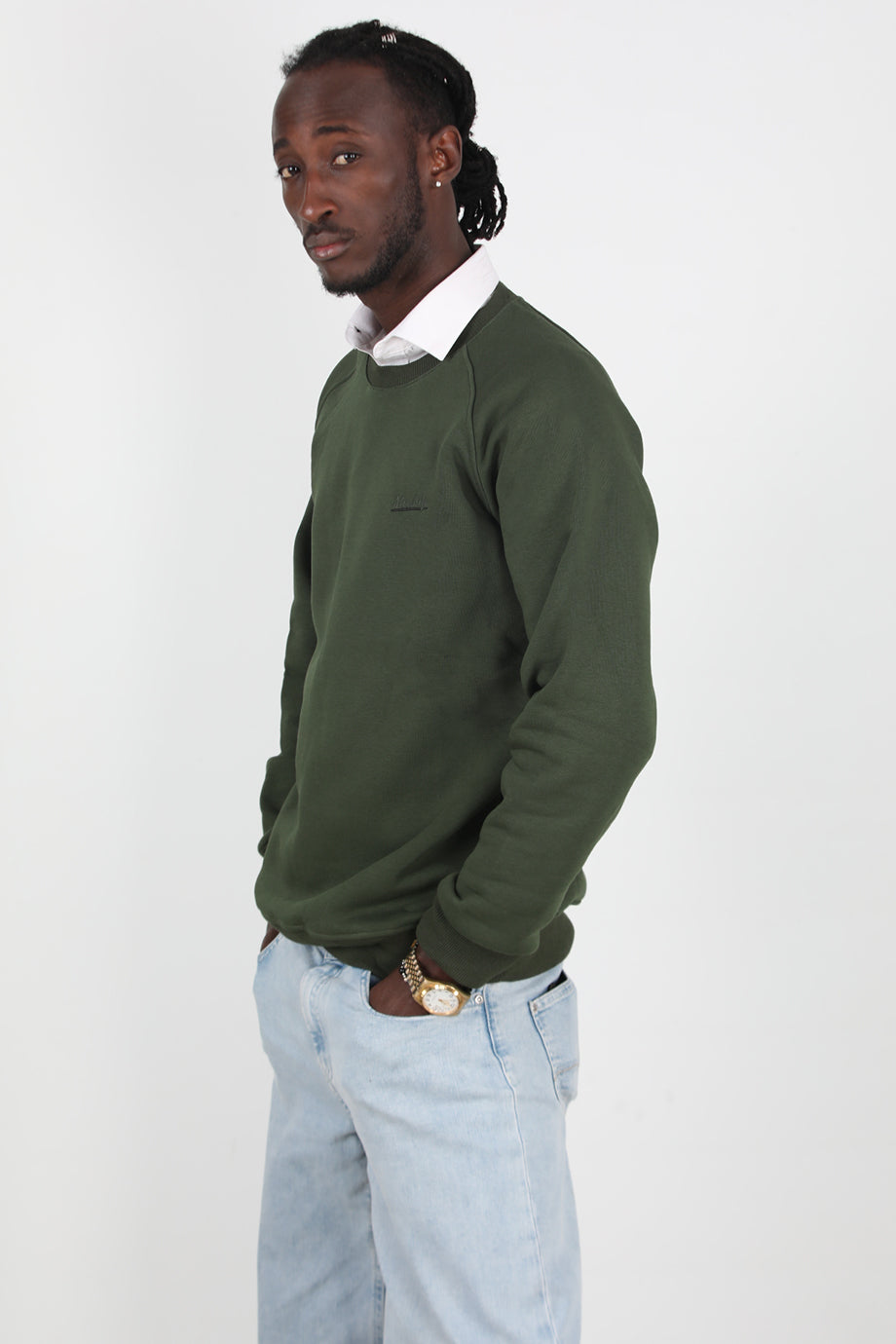 Trimcrew Erkek 3iplik Omuz Çimalı Sweat Haki