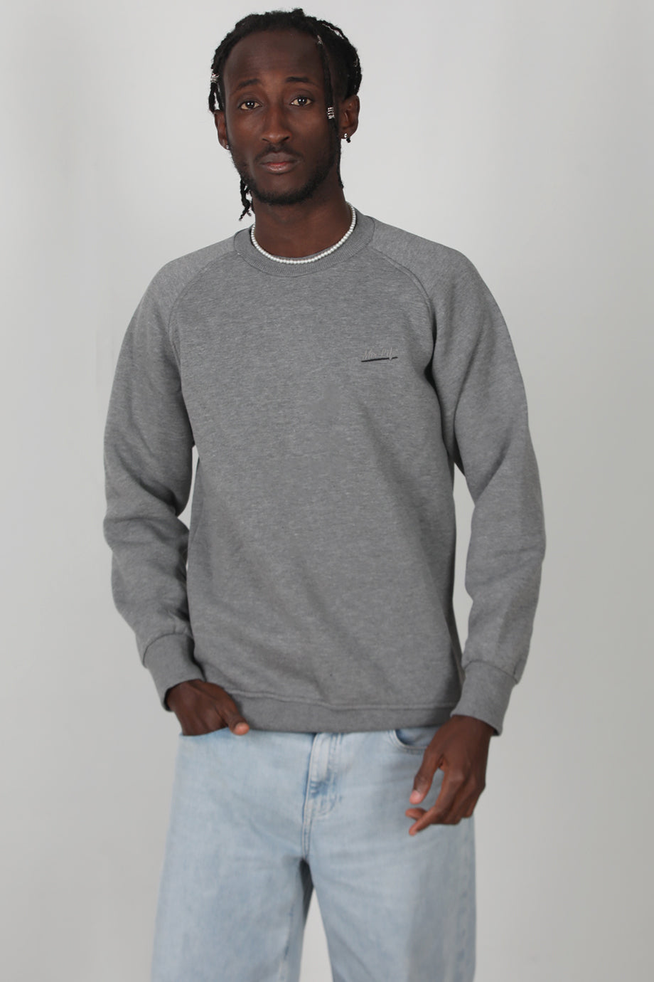 Trimcrew Erkek 3iplik Omuz Çimalı Sweat Koyu Gri