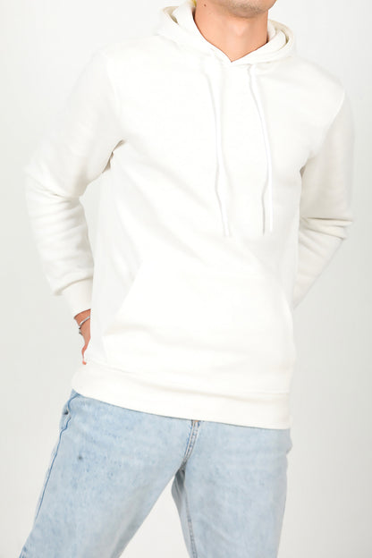 Erkek Kapşonlu Sweat Ekru