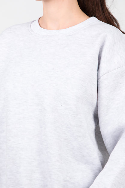 Kadın Bisiklet Yaka Şardonlu Sweat Gri
