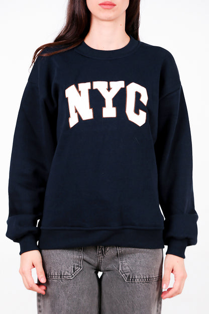 Kadın Yazılı Bisiklet Yaka Sweat Lacivert