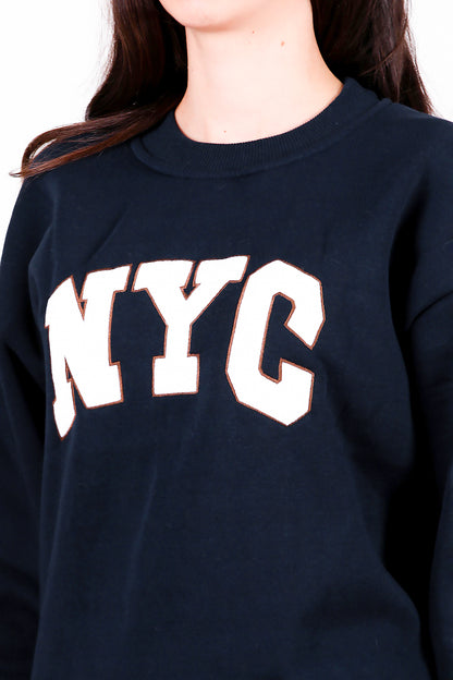 Kadın Yazılı Bisiklet Yaka Sweat Lacivert