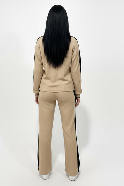 Vestra Kadın Garnili Önü V Yakalı Takım Bej