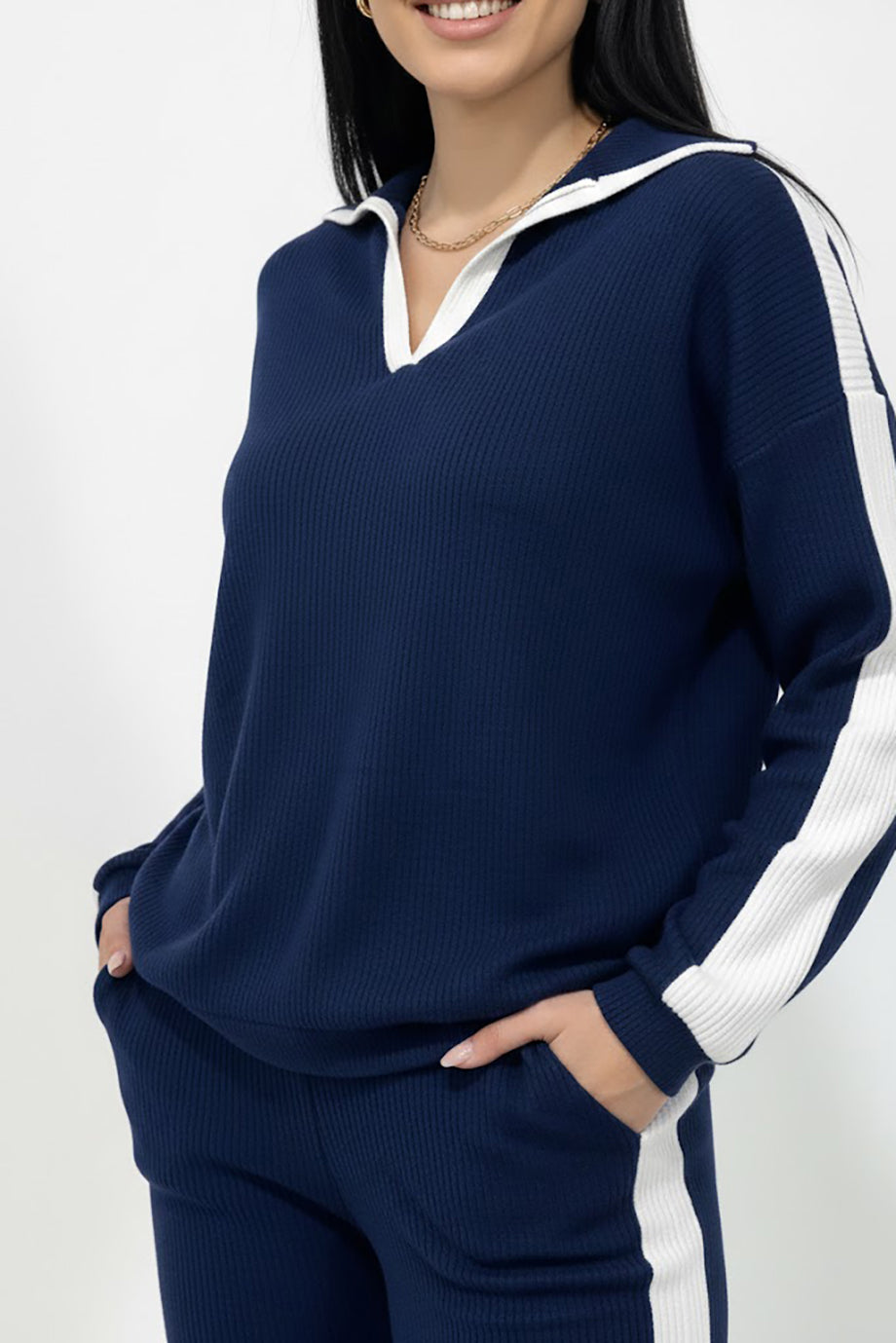 Vestra Kadın Garnili Önü V Yakalı Takım Lacivert