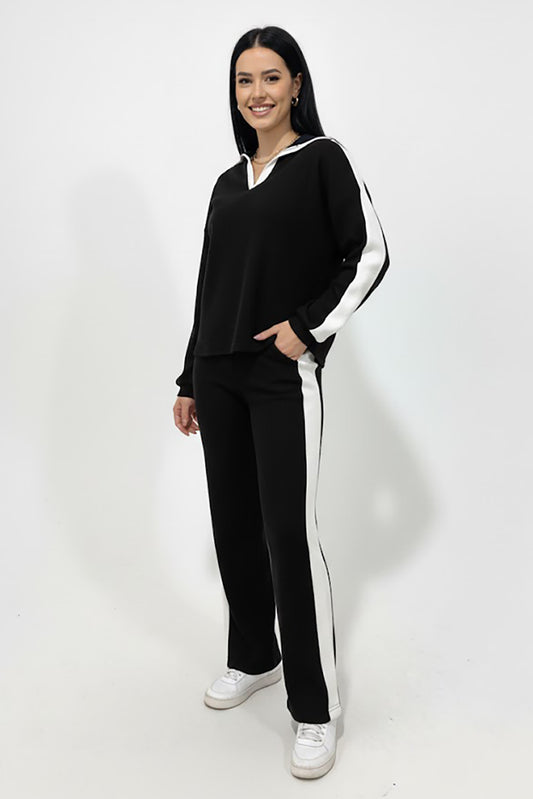 Vestra Kadın Garnili Önü V Yakalı Takım Siyah