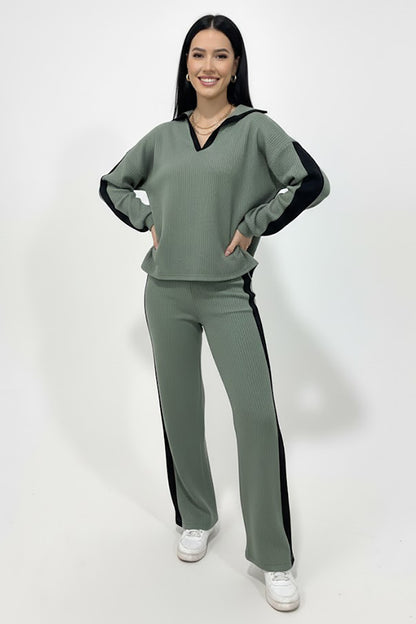 Vestra Kadın Garnili Önü V Yakalı Takım Yeşil