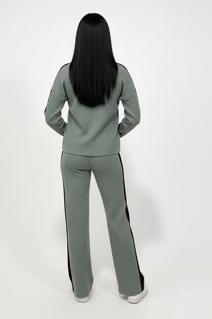Vestra Kadın Garnili Önü V Yakalı Takım Yeşil