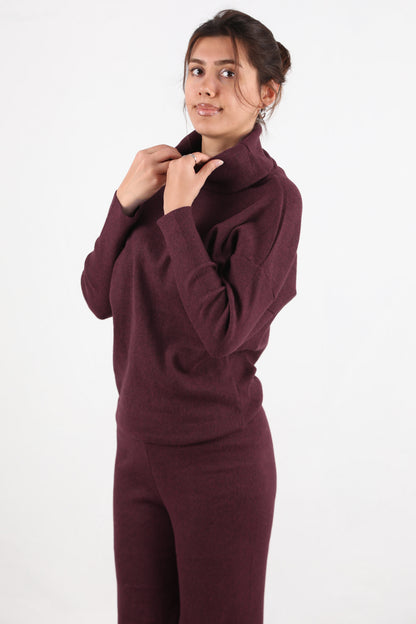 Twinra Kadın Degaje Yaka İkili Takım Bordo