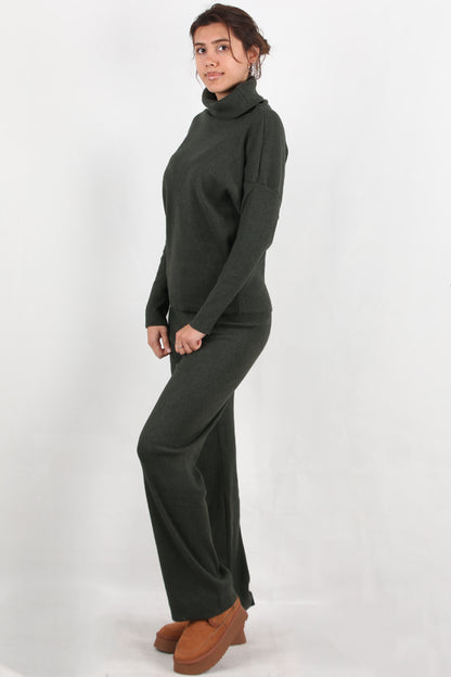 Twinra Kadın Degaje Yaka İkili Takım Haki