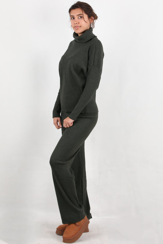 Twinra Kadın Degaje Yaka İkili Takım Haki