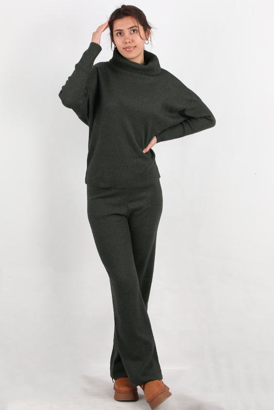 Twinra Kadın Degaje Yaka İkili Takım Haki