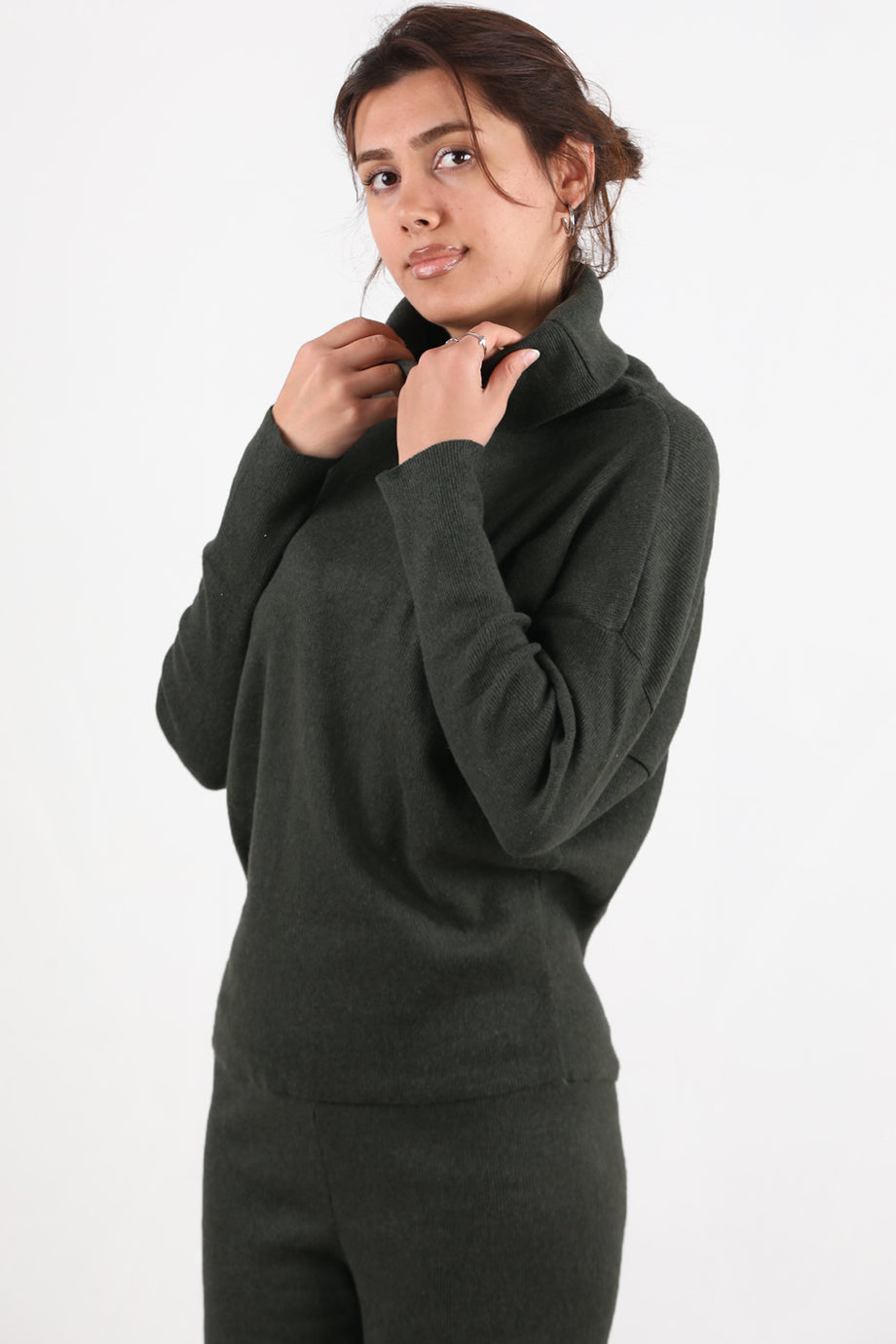 Twinra Kadın Degaje Yaka İkili Takım Haki