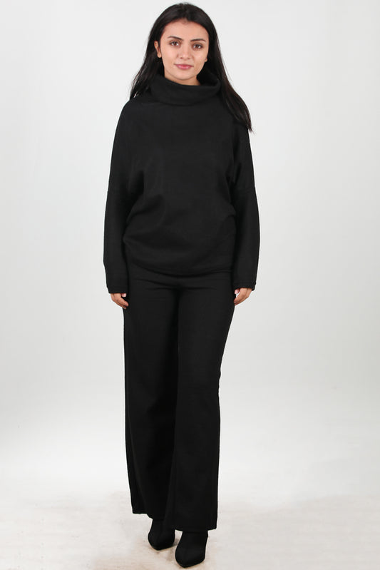 Twinra Kadın Degaje Yaka İkili Takım Siyah