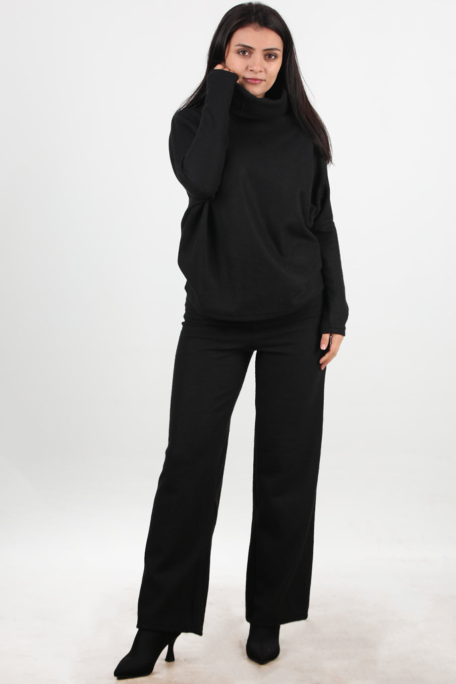 Twinra Kadın Degaje Yaka İkili Takım Siyah