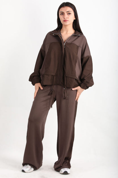 Parachic Kadın Paraşüt Garnili İkili Takım Kahverengi