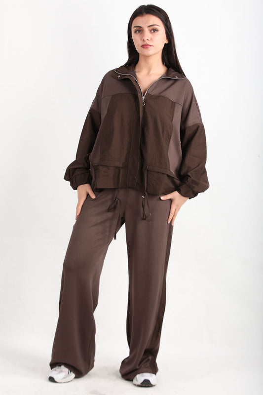 Parachic Kadın Paraşüt Garnili İkili Takım Kahverengi