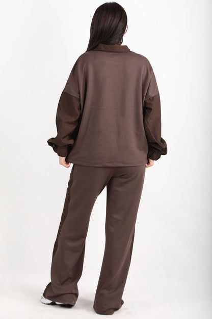 Parachic Kadın Paraşüt Garnili İkili Takım Kahverengi