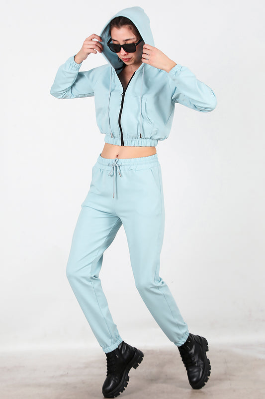 Kadın Croplu Eşofman Takım Mavi