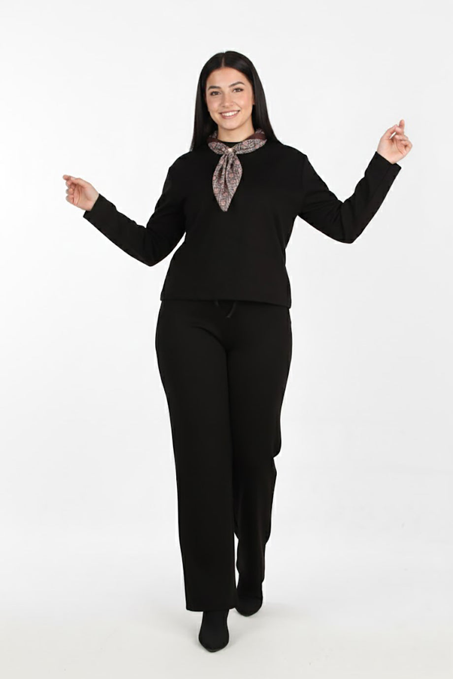 Balance Kadın Fularlı İkili Takım Siyah