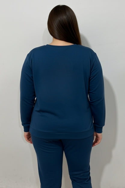 Büyük Beden Yıldız Varaklı Takım İndigo