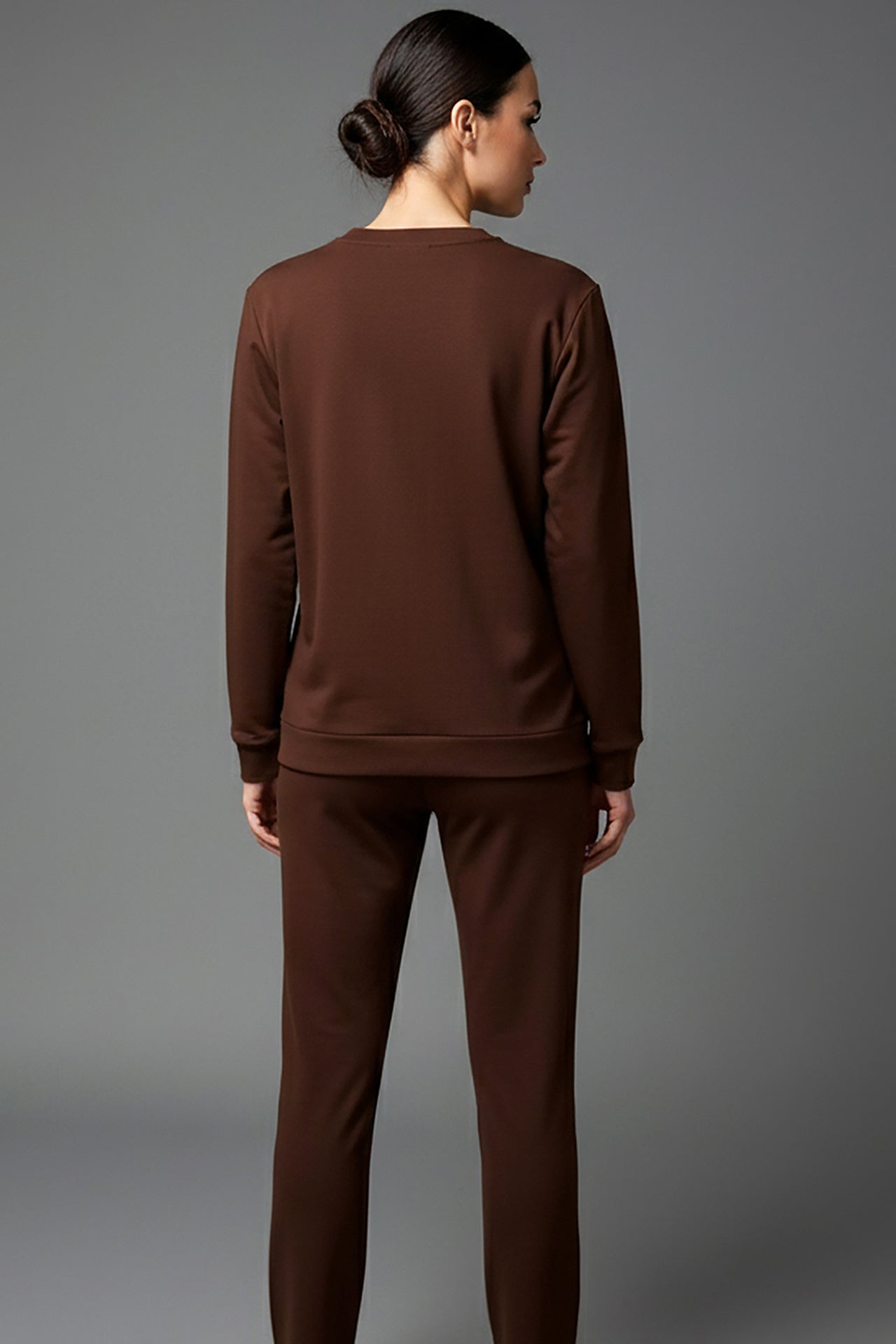 Büyük Beden Yıldız Varaklı Takım Kahverengi