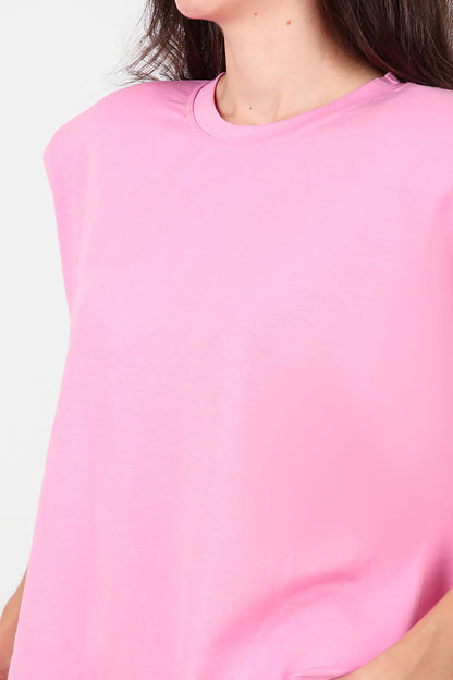 Kadın Omzu Vatkalı Eşofman Takım Pembe