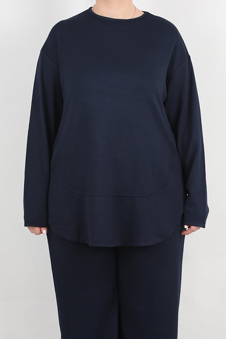 Modera Büyük Beden Parça Detay İkili Takım Lacivert